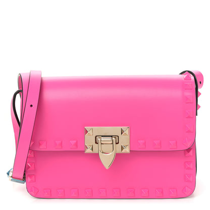 Valentino Garavani Smooth Calfskin Enamel Tonal Small Rockstud23 Shoulder Bag Pink PP 1 of 9