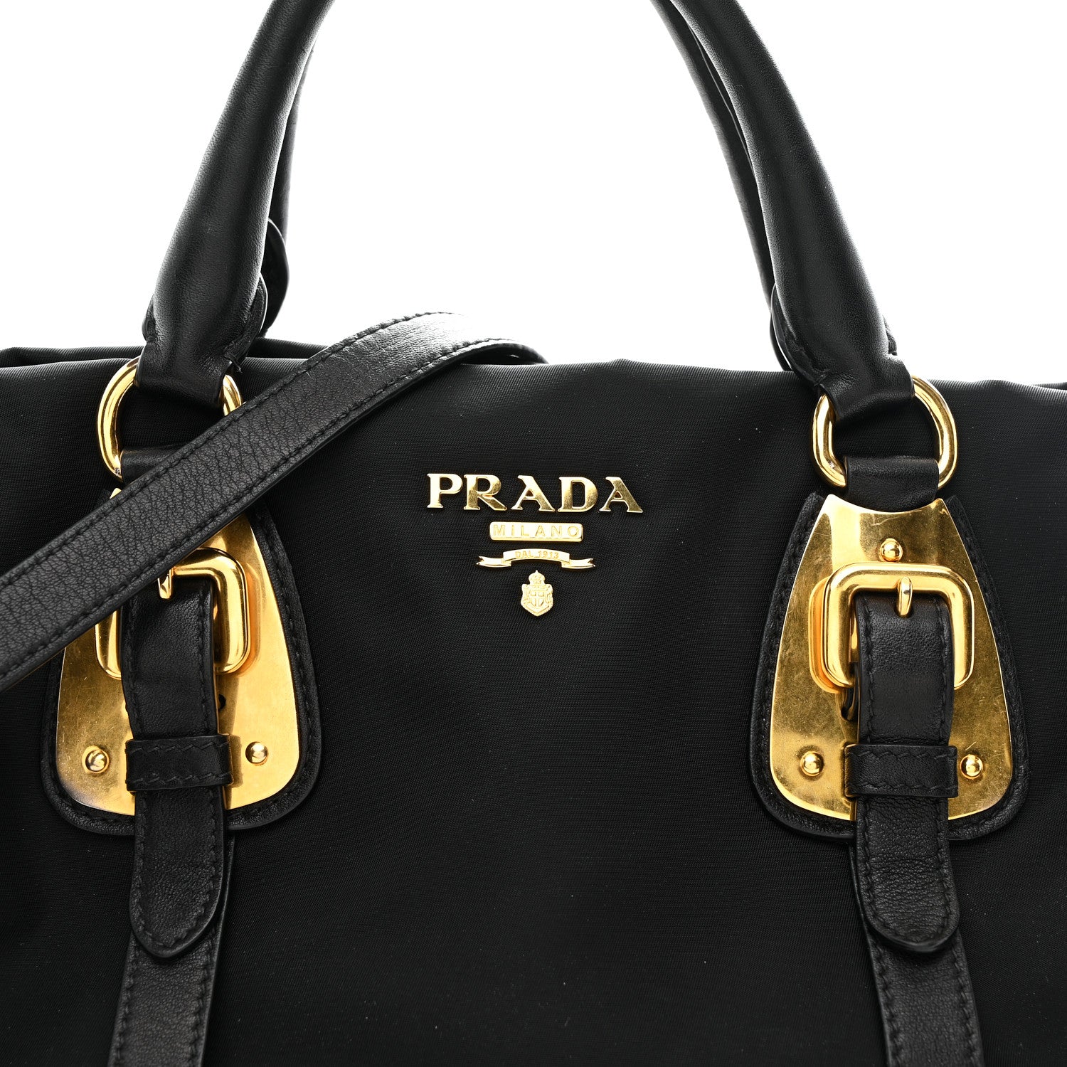Prada Tessuto Nylon Soft Calfskin Shopping Satchel Black 14 of 21