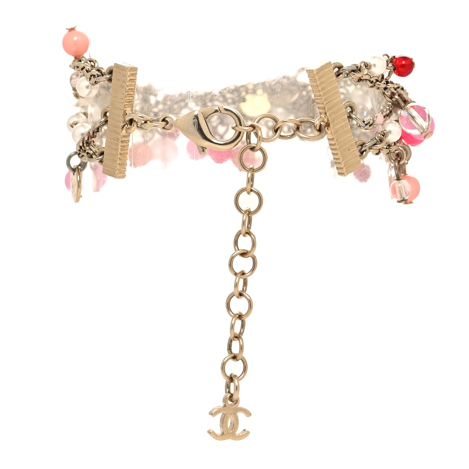 Chanel Pearl Bead CC Multi Strand Bracelet Gold Multicolor 3 of 5