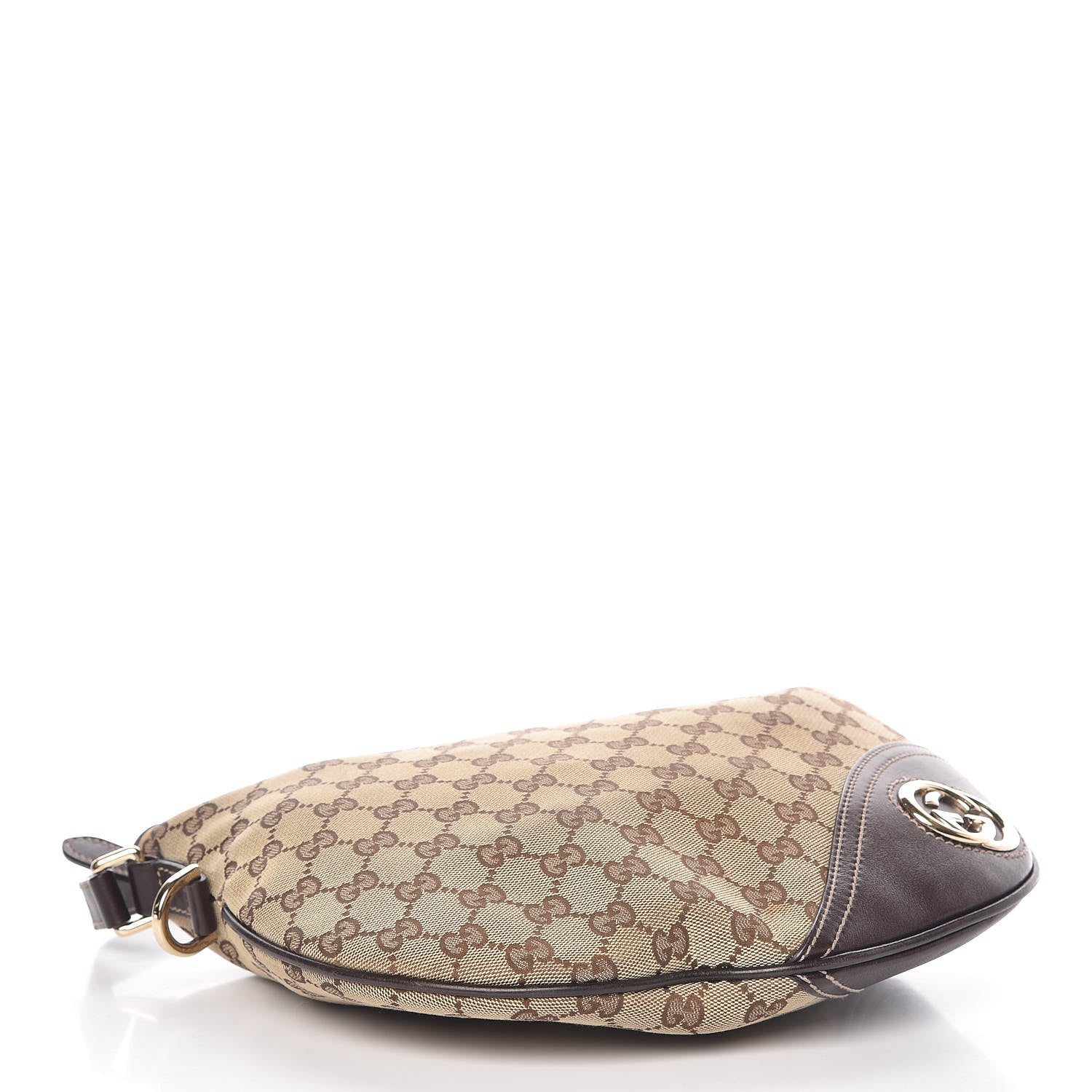 Gucci Monogram Medium New Britt Half Moon Hobo Dark Brown 4 of 9