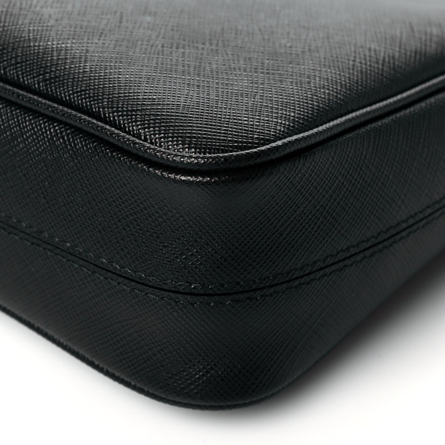Saffiano Travel Pocket Zippered Shoulder Bag Black