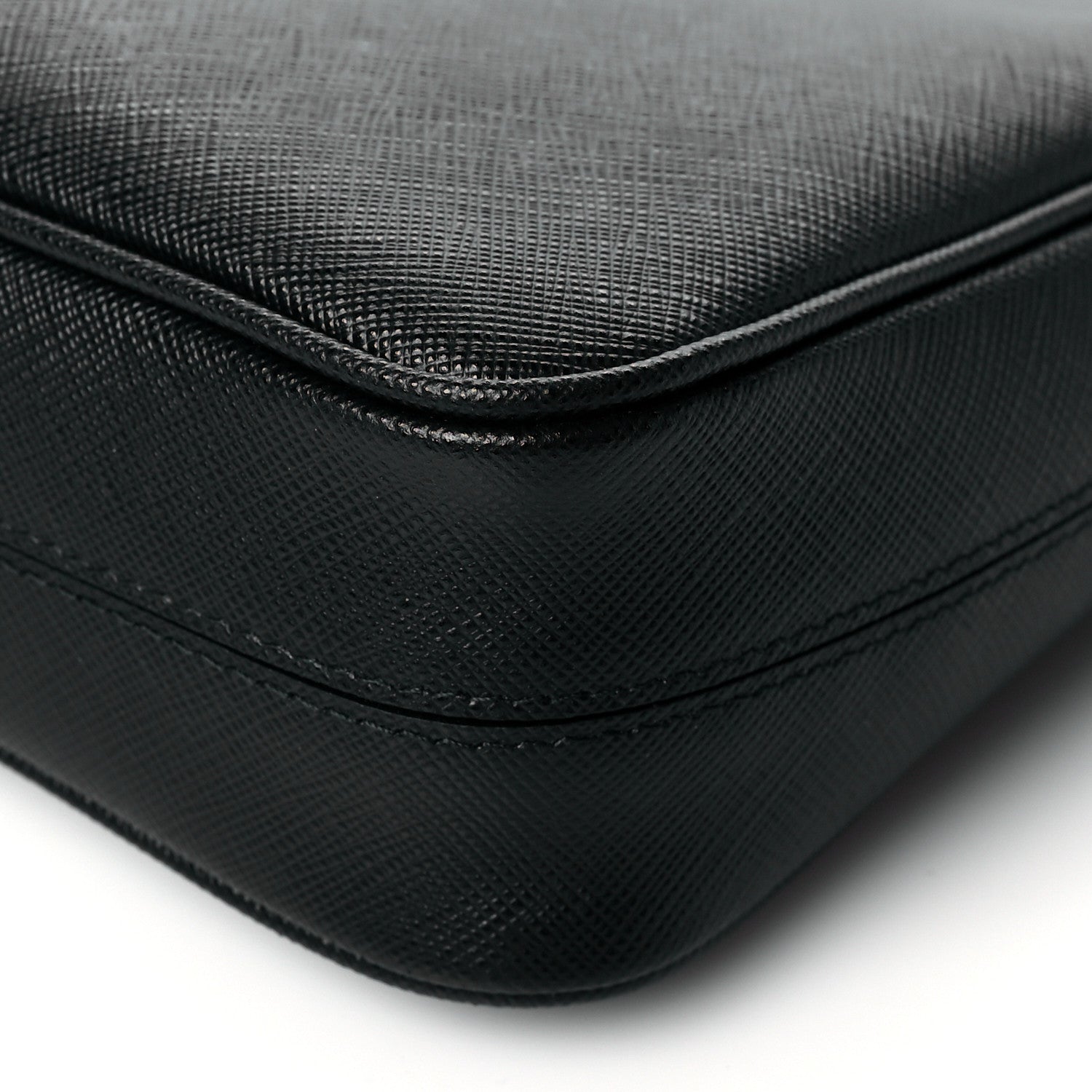 Prada Saffiano Travel Pocket Zippered Shoulder Bag Black 6 of 10