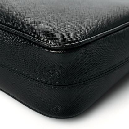 Prada Saffiano Travel Pocket Zippered Shoulder Bag Black 6 of 10