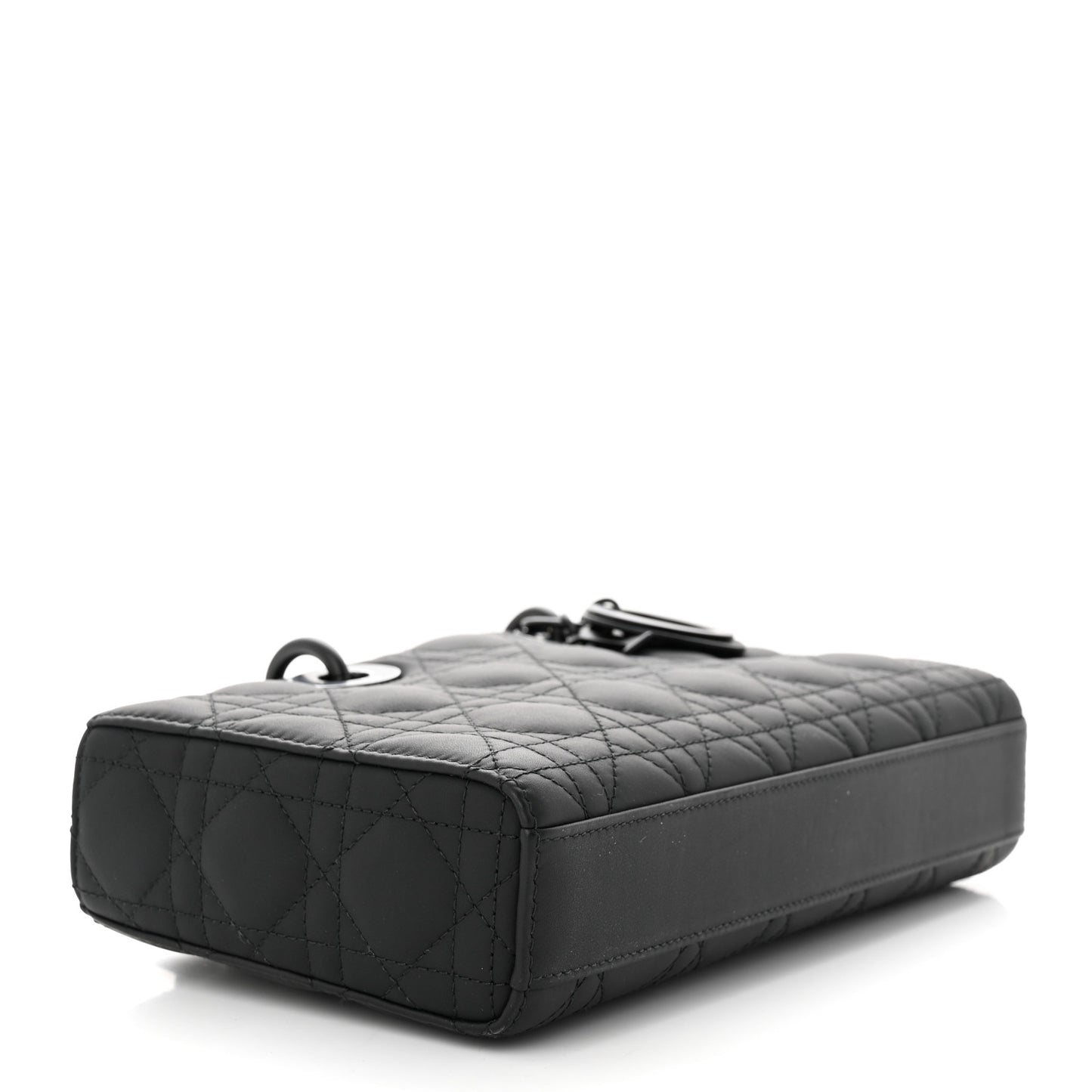 Ultra Matte Calfskin Cannage Medium Lady D-Joy Black