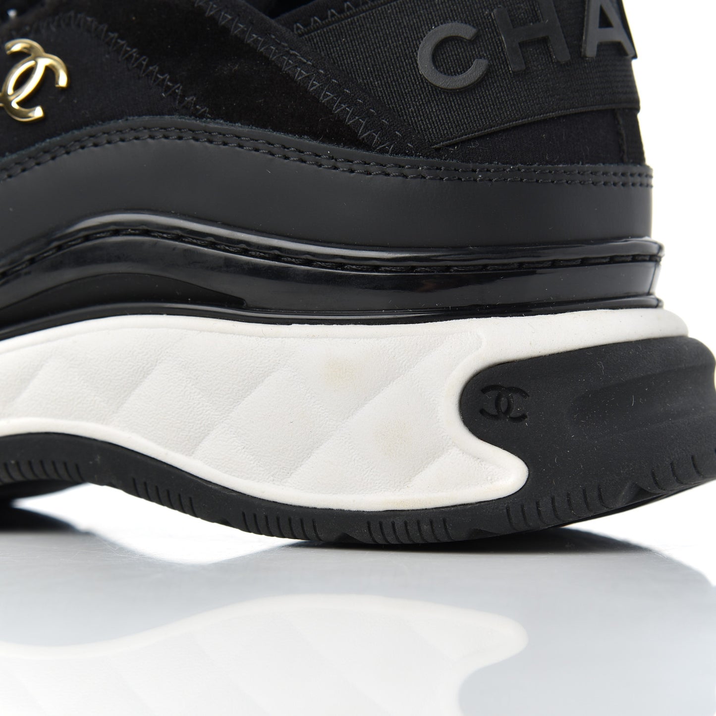Velvet Calfskin Mixed Fibers CC Sneakers 38.5 Black