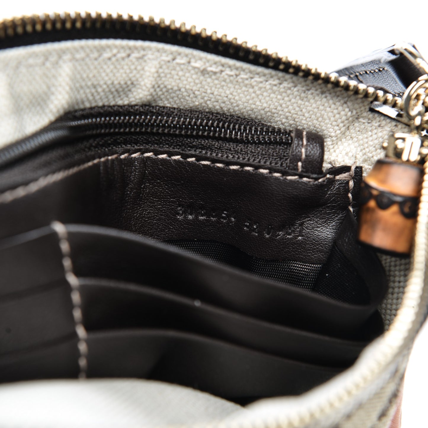 Monogram Bamboo Zip GG Wristlet Dark Brown