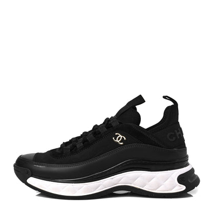 Chanel Velvet Calfskin Mixed Fibers CC Sneakers 38 Black 1 of 8