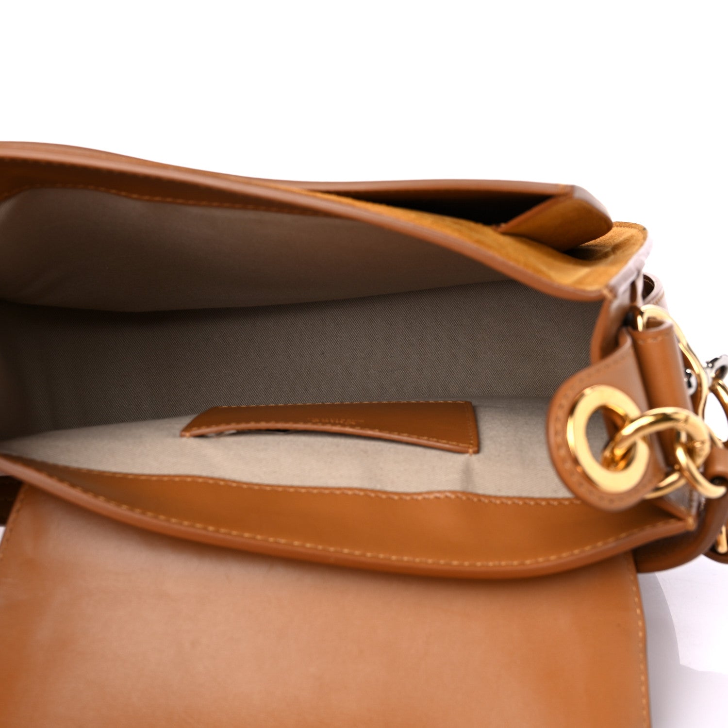 Chloe Calfskin Suede Large Tess Bag Autumnal Brown 5 of 14
