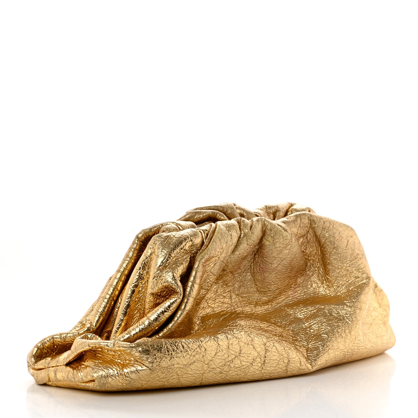 Metallic Crinkled Lambskin The Pouch Oversized Clutch Oro