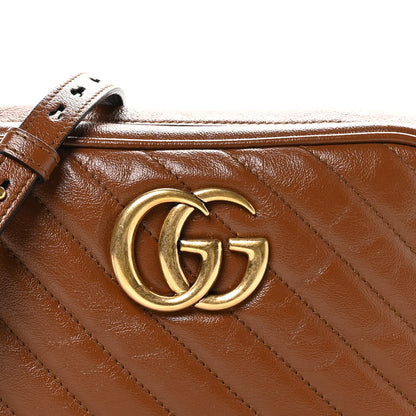 Gucci Glazed Calfskin Matelasse Diagonal Small GG Marmont Chain Shoulder Bag Cuir 8 of 11