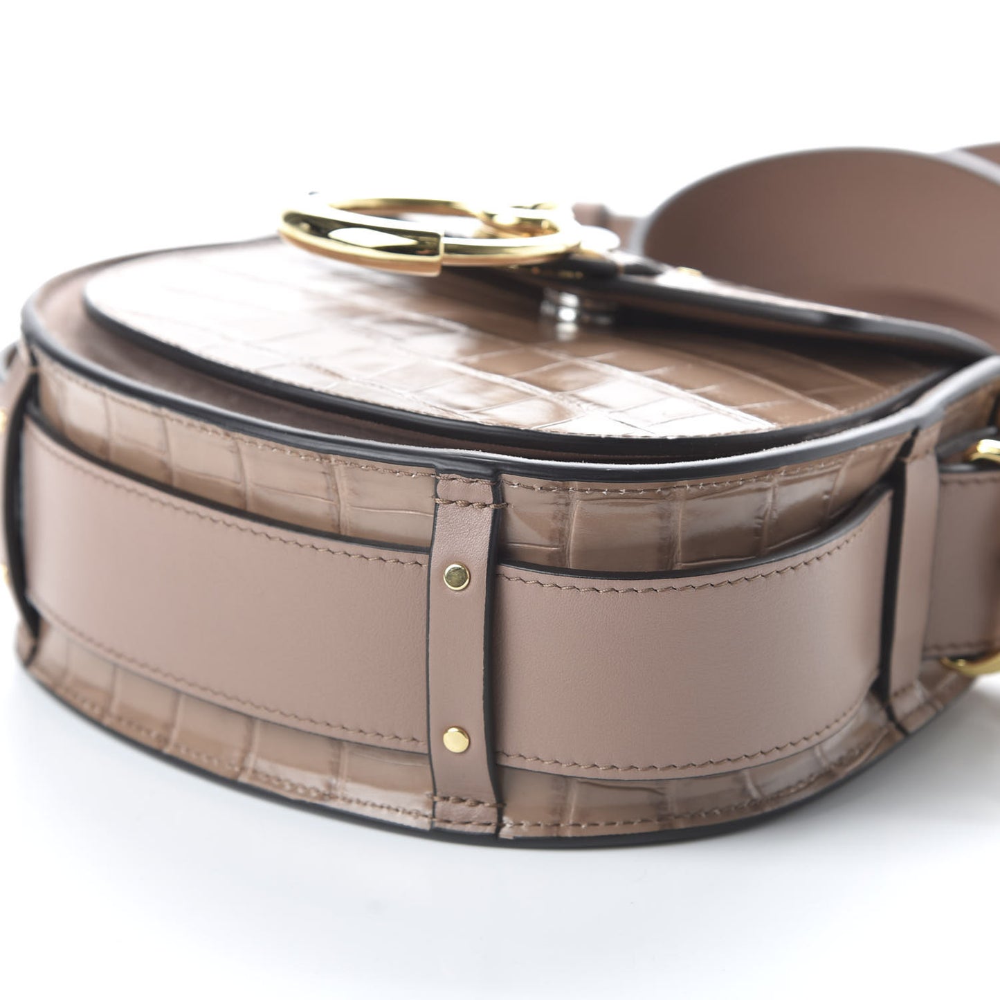 Calfskin Crocodile Embossed Small Tess Bag Woodrose