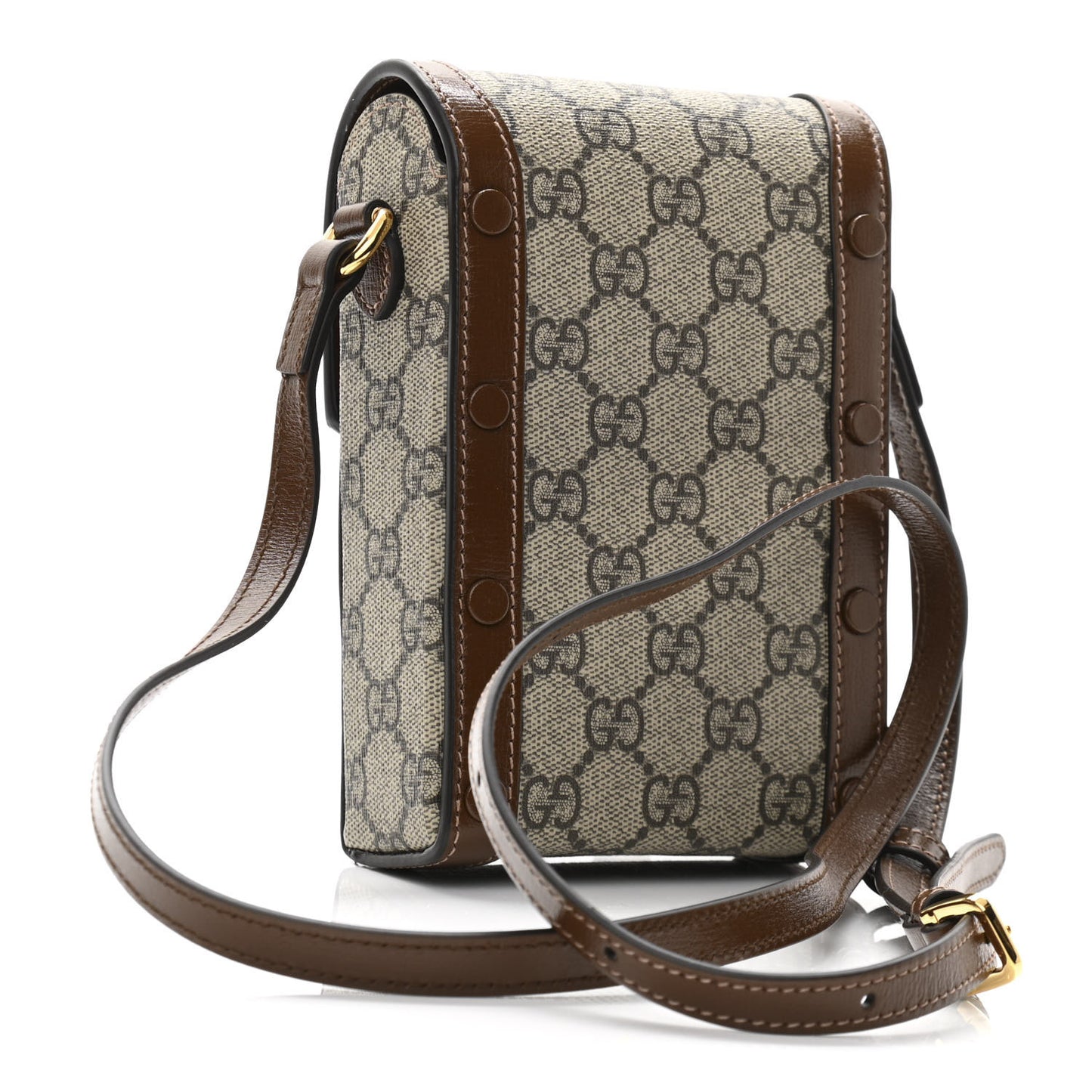 GG Supreme Monogram Mini Horsebit 1955 Crossbody Bag Beige Brown Sugar