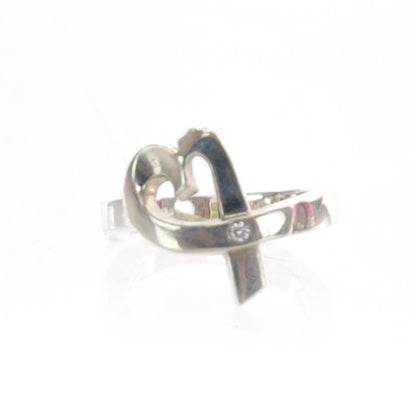 Tiffany Sterling Silver Paloma Picasso Diamond Loving Heart Ring 5 1 of 7