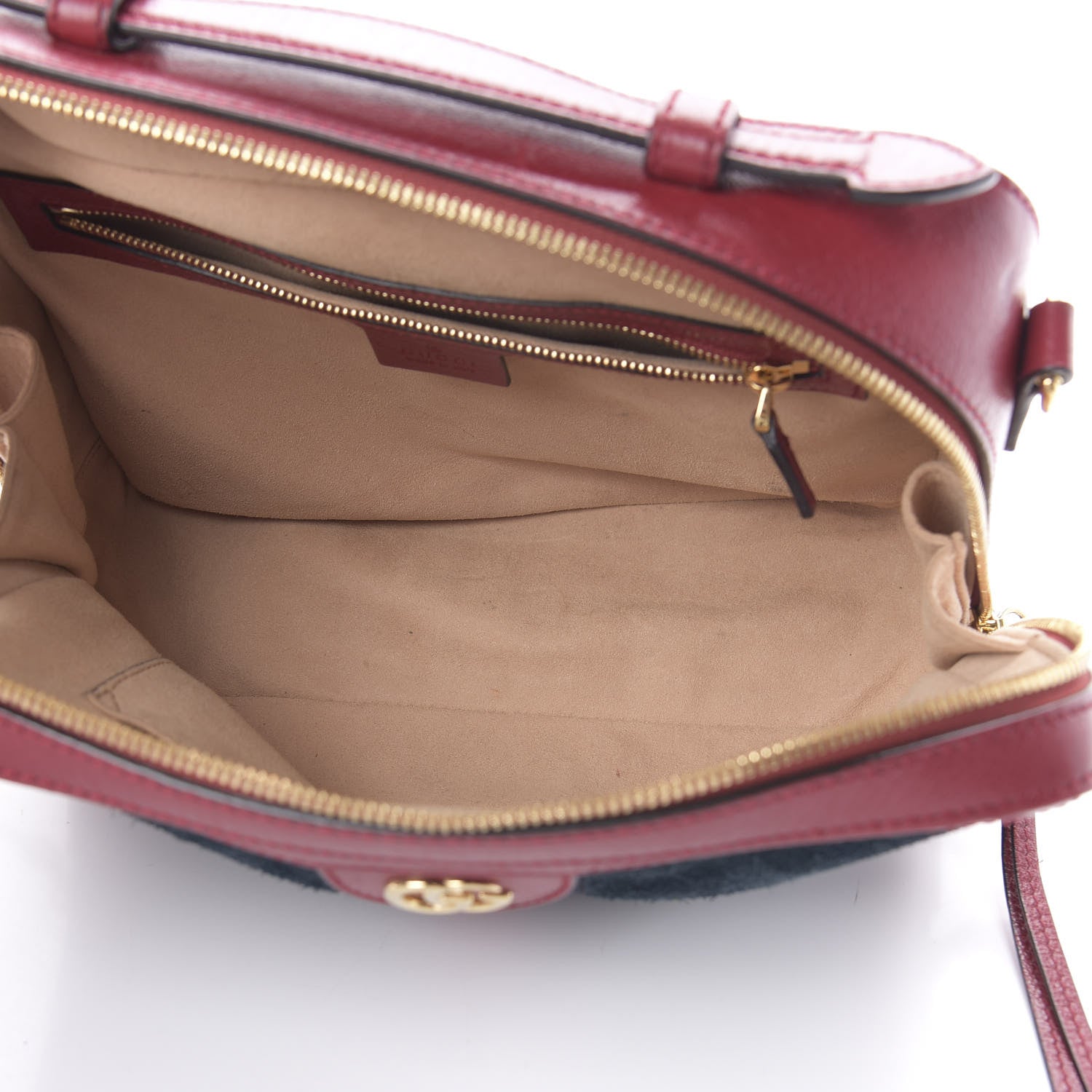 Gucci Suede Calfskin Web Small Ophidia Top Handle Shoulder Bag New Blue Romantic Cherry 5 of 15