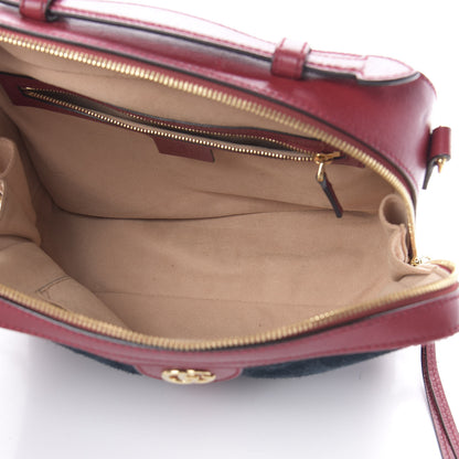 Gucci Suede Calfskin Web Small Ophidia Top Handle Shoulder Bag New Blue Romantic Cherry 5 of 15