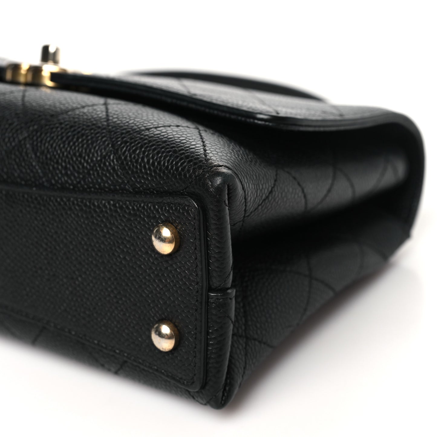 Grained Calfskin Small Stitched Flap Black