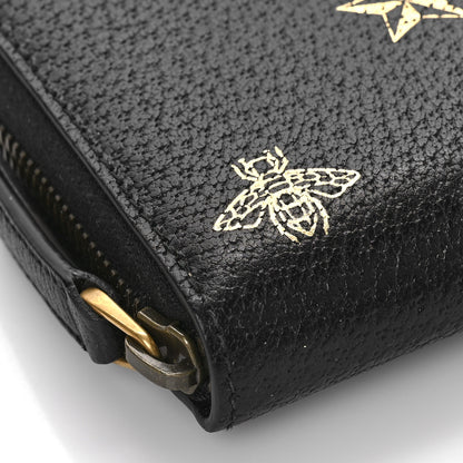 Gucci Dollar Calfskin Bee Star Zip Around Wallet Black 7 of 8
