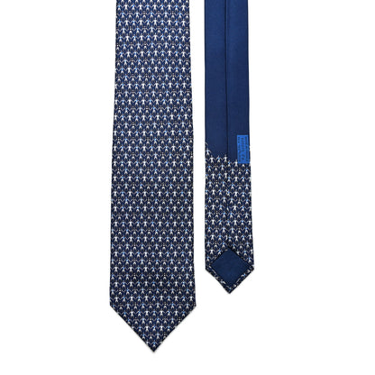 Hermes Printed Silk Mens Jockey Neck Tie Marine Clair 1 of 6