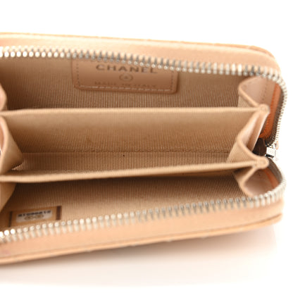 Chanel Patent Chevron Quilted Zip Around Coin Purse Beige 5 of 9