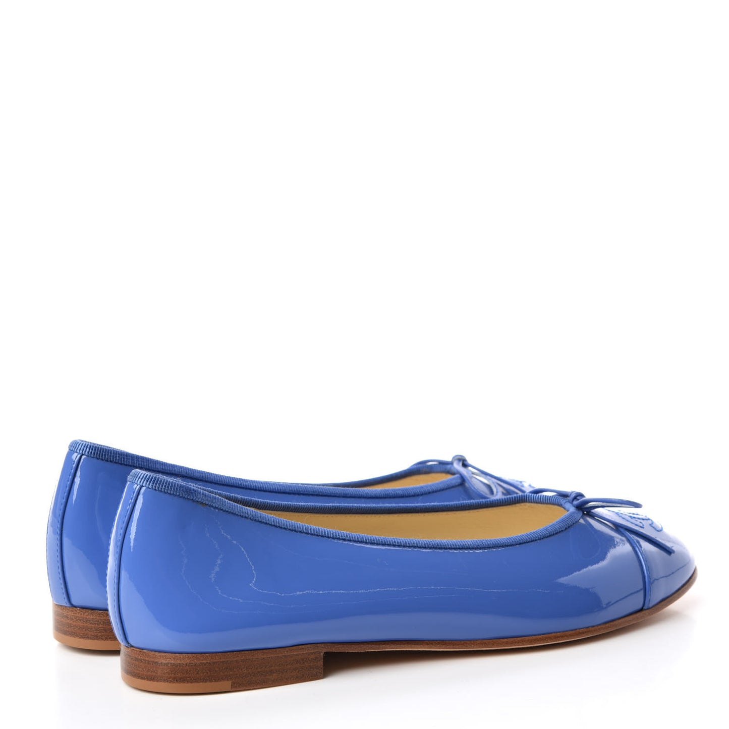 Patent Calfskin CC Cap Toe Ballerina Flats 37.5 Blue