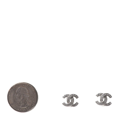 Chanel Crystal Mini Timeless CC Earrings Silver 2 of 4