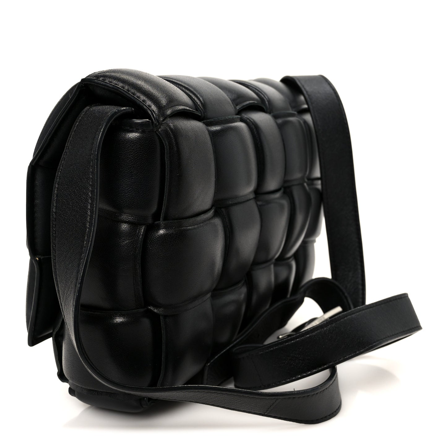 Nappa Maxi Intreccio Padded Cassette Crossbody Bag Black