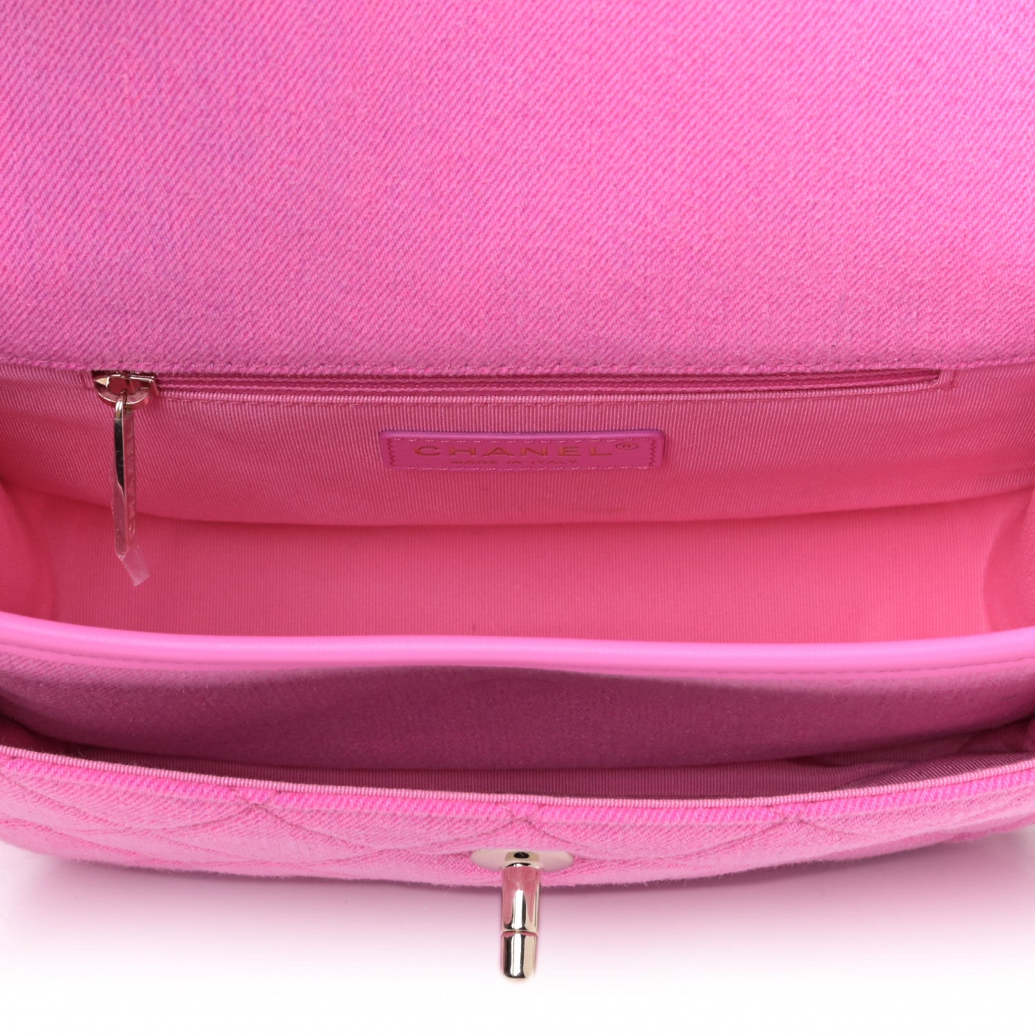 Chanel Denim Quilted Small Messenger Flap Neon Pink 9 of 18