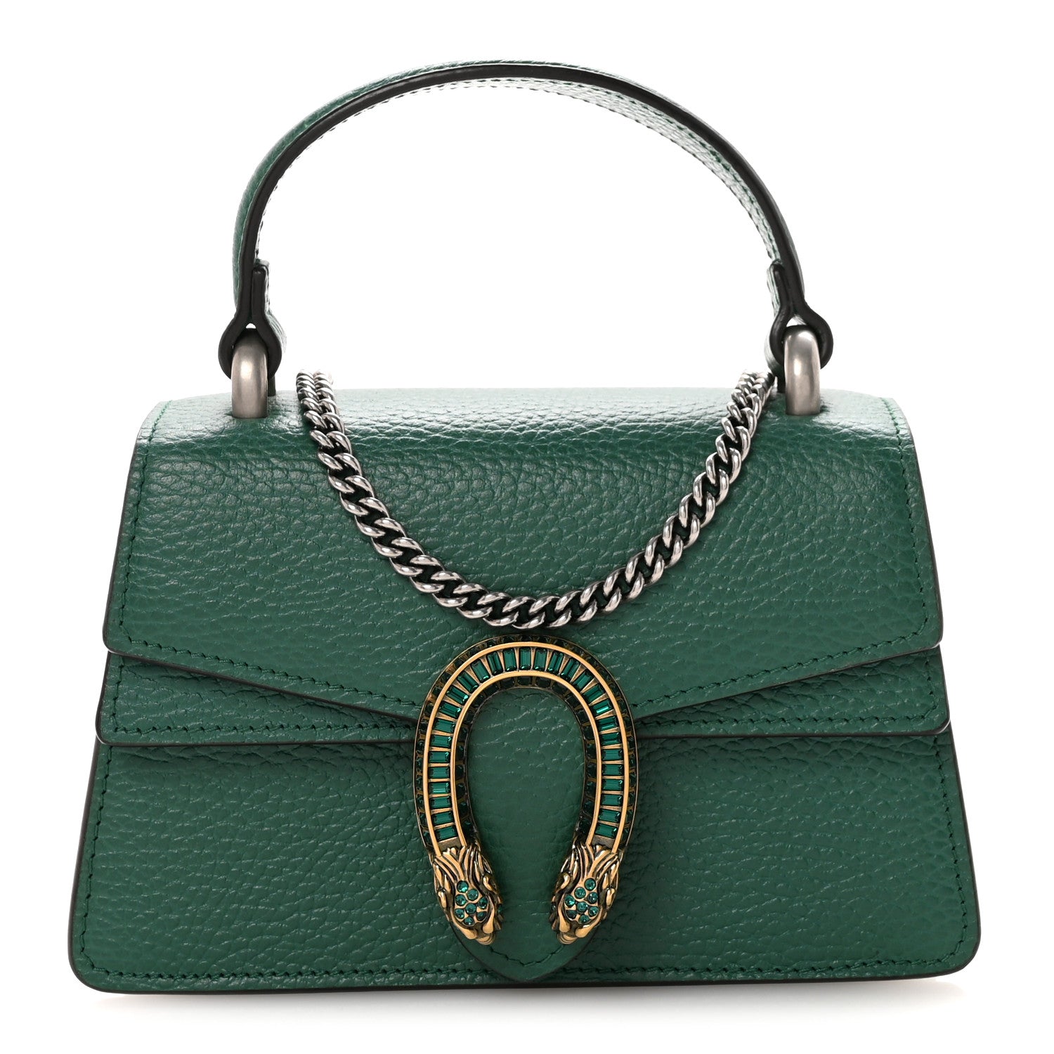 Gucci Dollar Calfskin Crystal Mini Dionysus Top Handle Bag Emerald