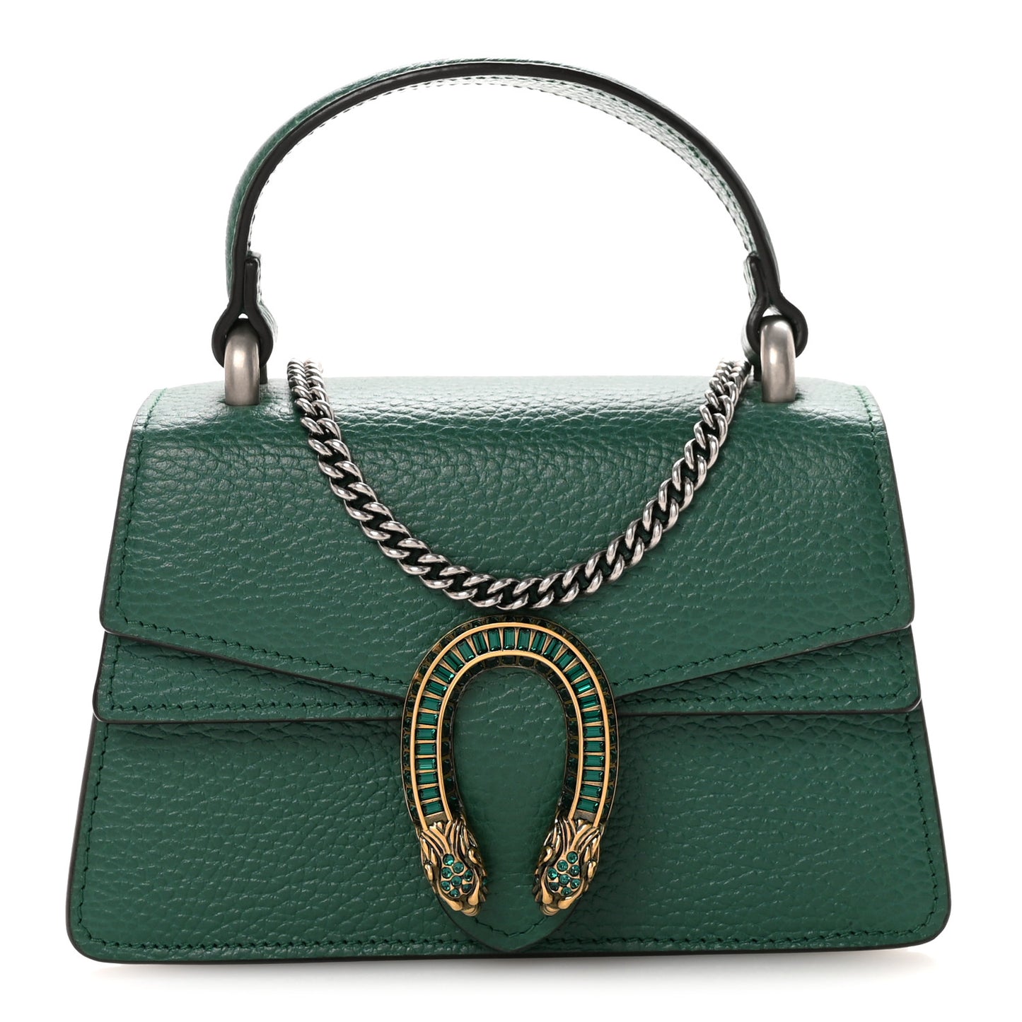 Dollar Calfskin Crystal Mini Dionysus Top Handle Bag Emerald