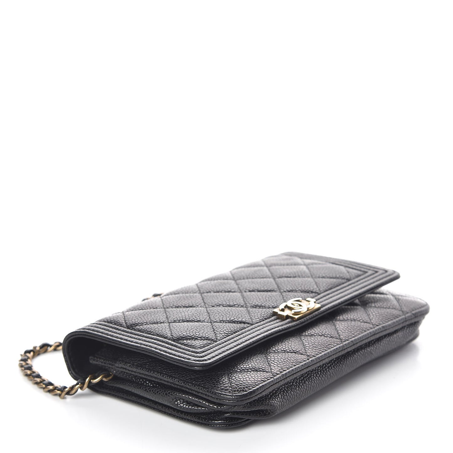 Caviar Quilted Boy Wallet On Chain WOC Black