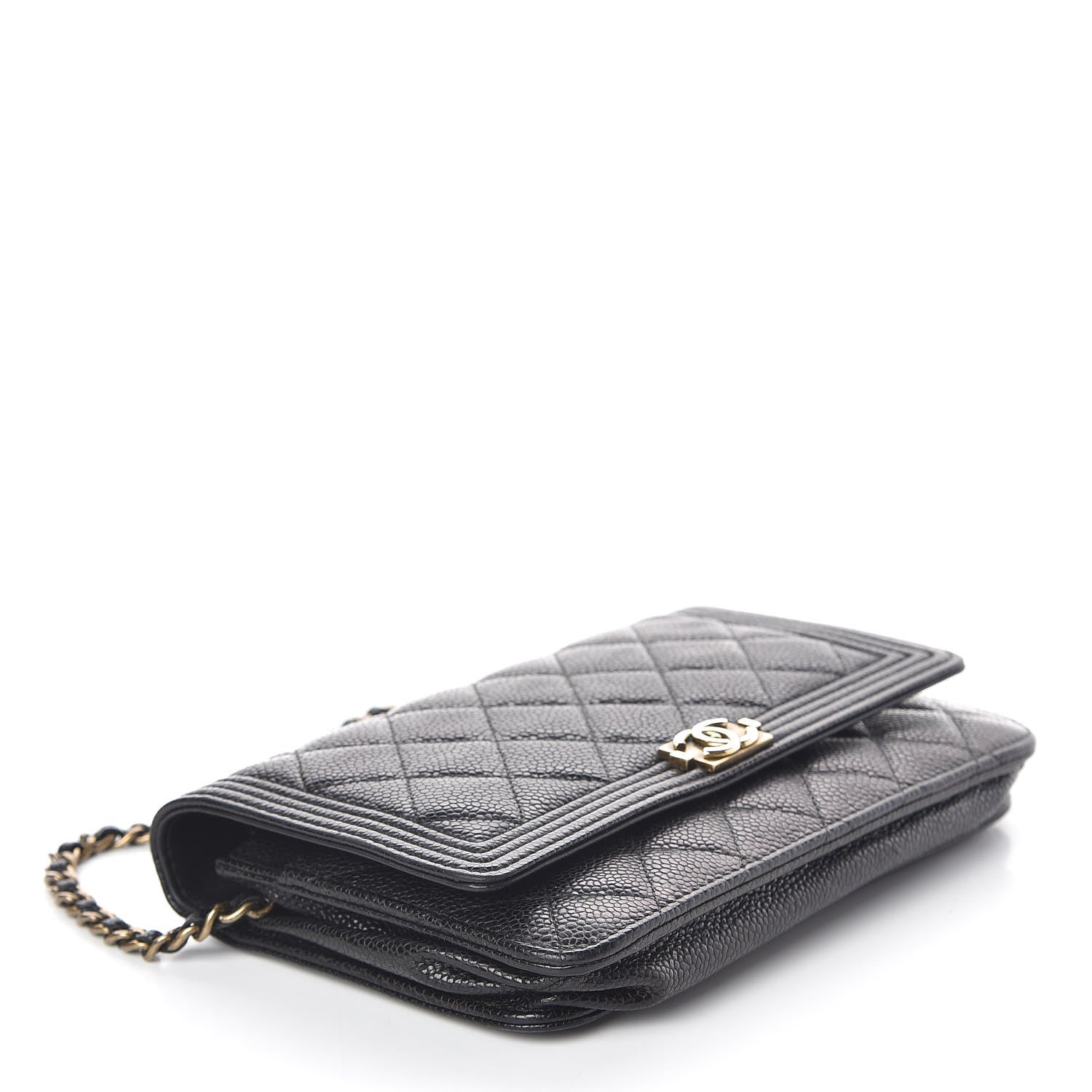 Chanel Caviar Quilted Boy Wallet On Chain WOC Black 4 of 14