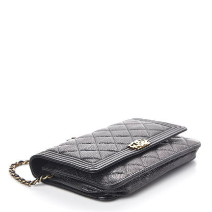 Chanel Caviar Quilted Boy Wallet On Chain WOC Black 4 of 14