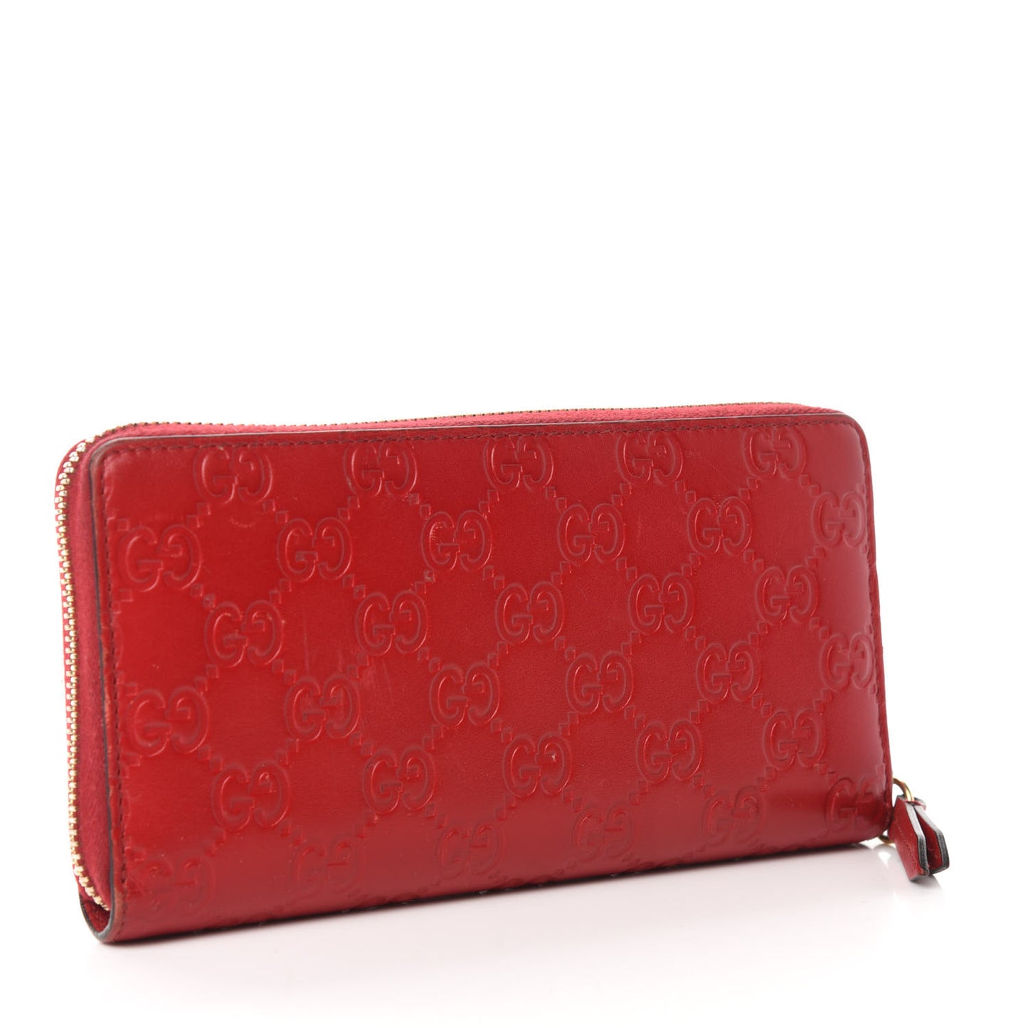 Guccissima Signature Zip Around Wallet Hibiscus Red