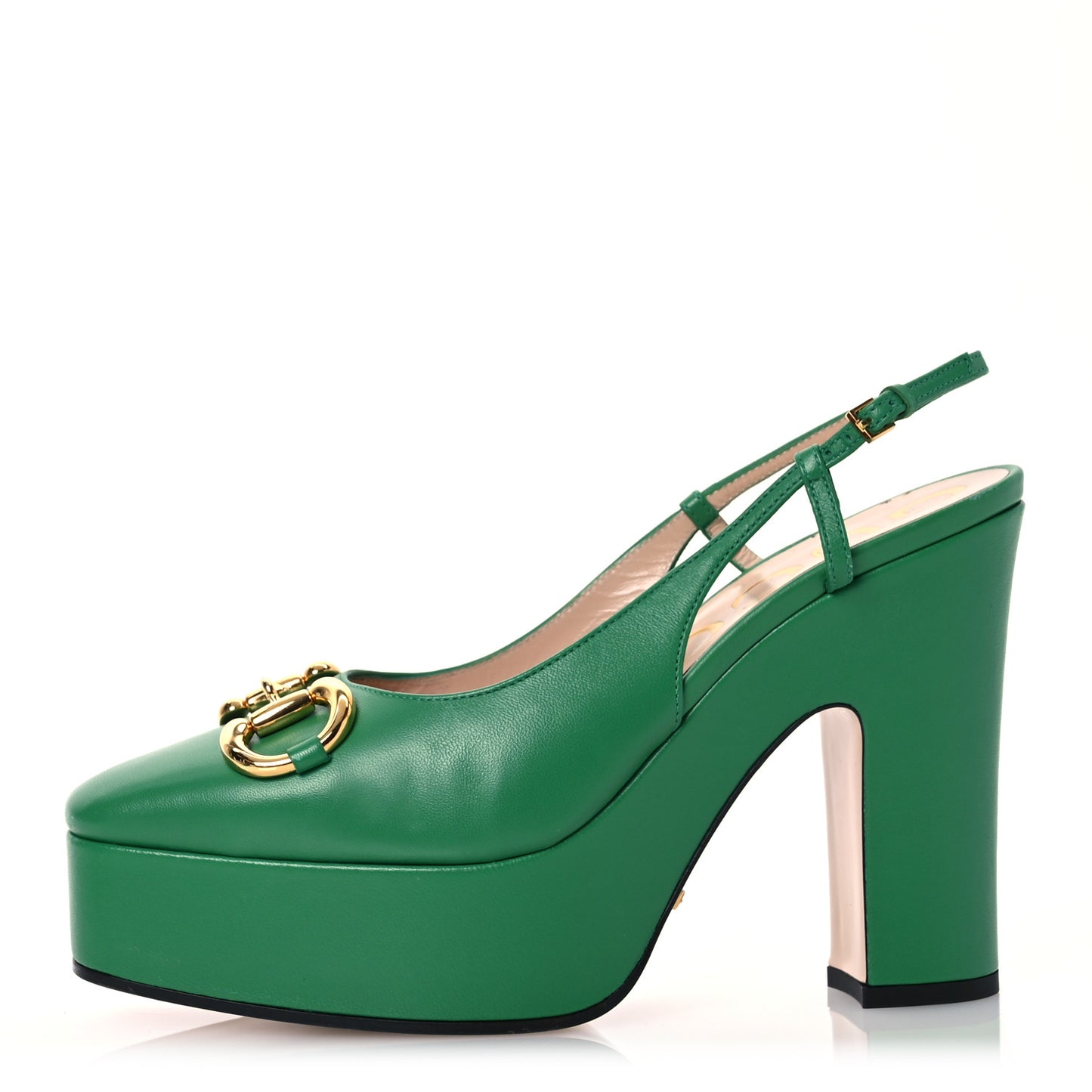 Nappa Horsebit Platform 35/120mm Slingback Pumps 38 New Shamrock