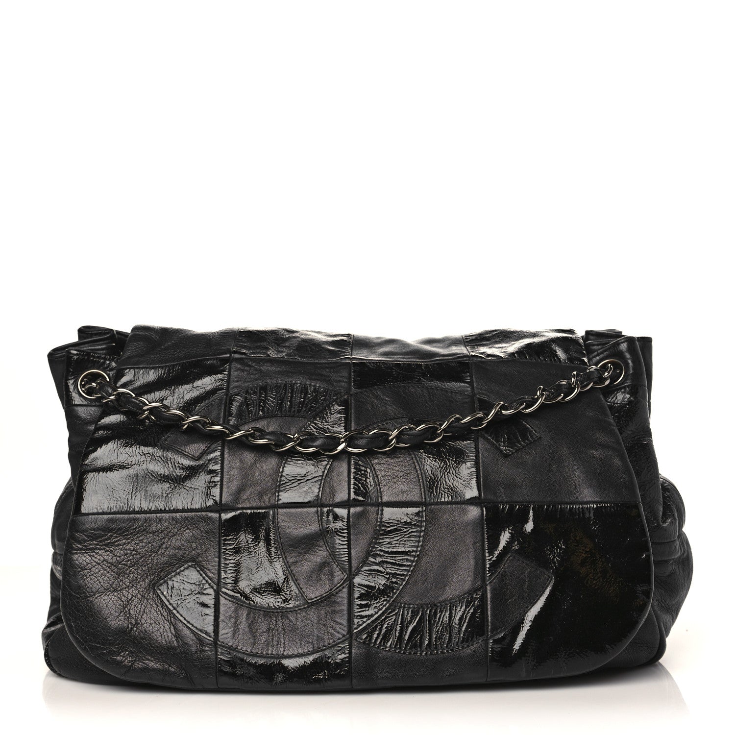Chanel Lambskin Patent Calfskin Brooklyn Patchwork Accordion Flap Black 1 of 10