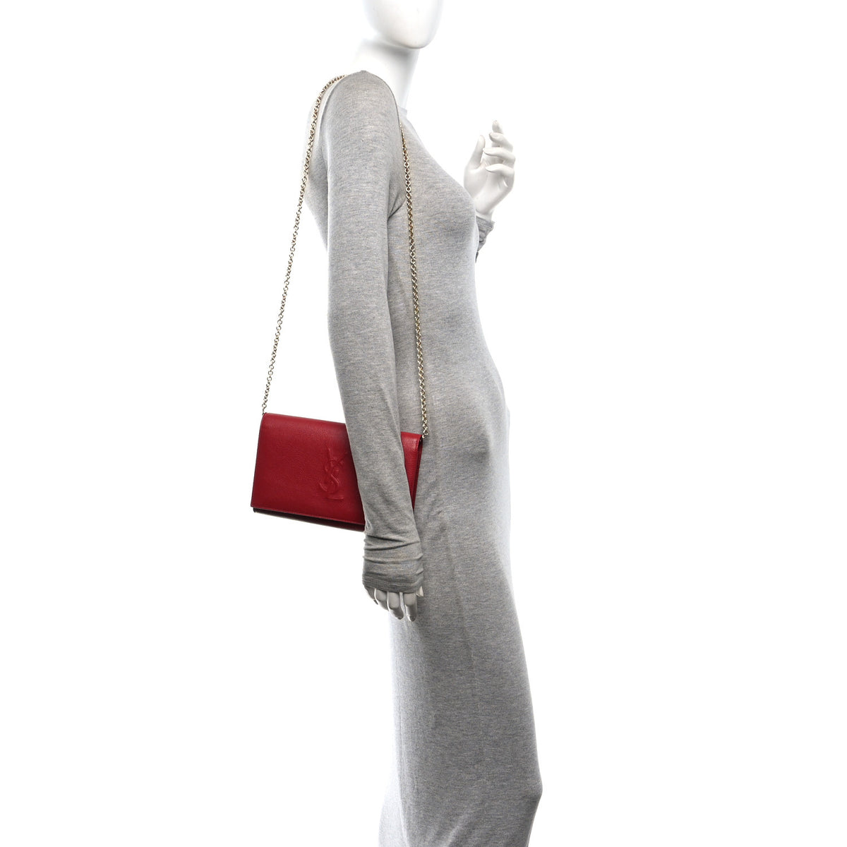Saint Laurent Calfskin Belle de Jour Chain Clutch Rouge Orient 2 of 9