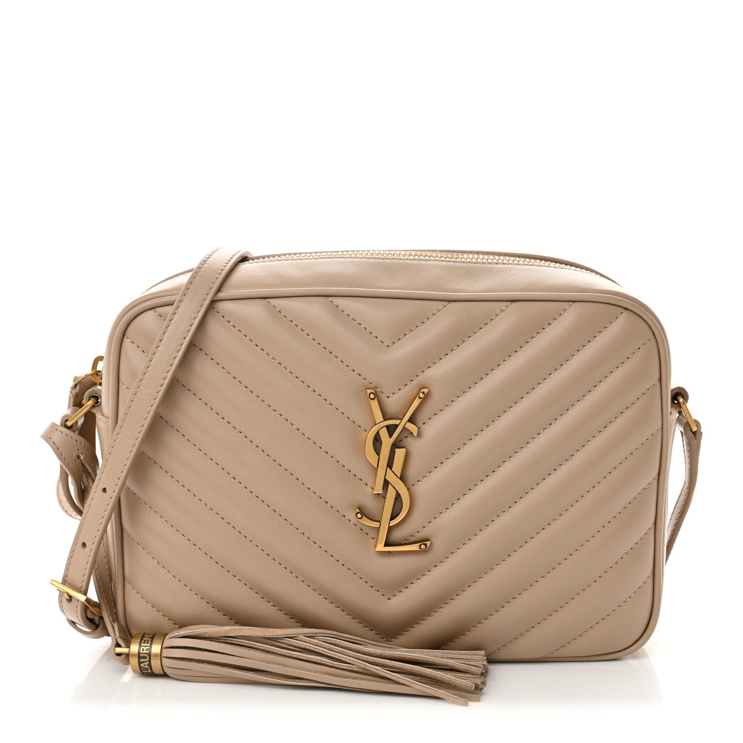 Saint Laurent Calfskin Matelasse Monogram Lou Camera Bag Dark Beige 1 of 10