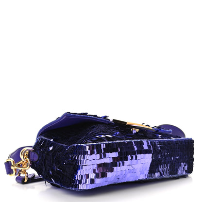 Fendi Sequin Paillettes Shiny Nappa Sex and the City Baguette Viola Purple Rain 4 of 9