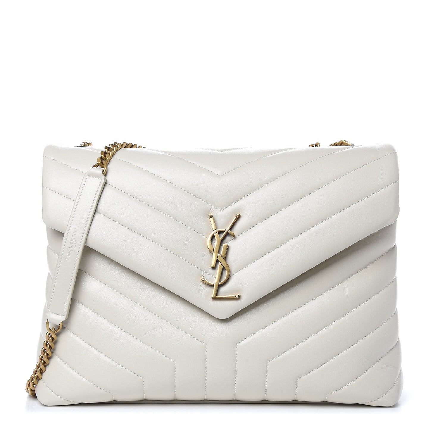 Calfskin Y Quilted Monogram Medium Loulou Chain Satchel Crema Soft