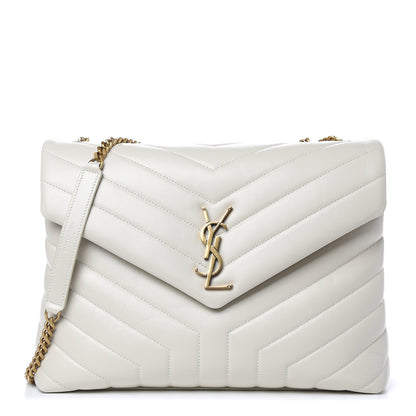 Saint Laurent Calfskin Y Quilted Monogram Medium Loulou Chain Satchel Crema Soft 1 of 10