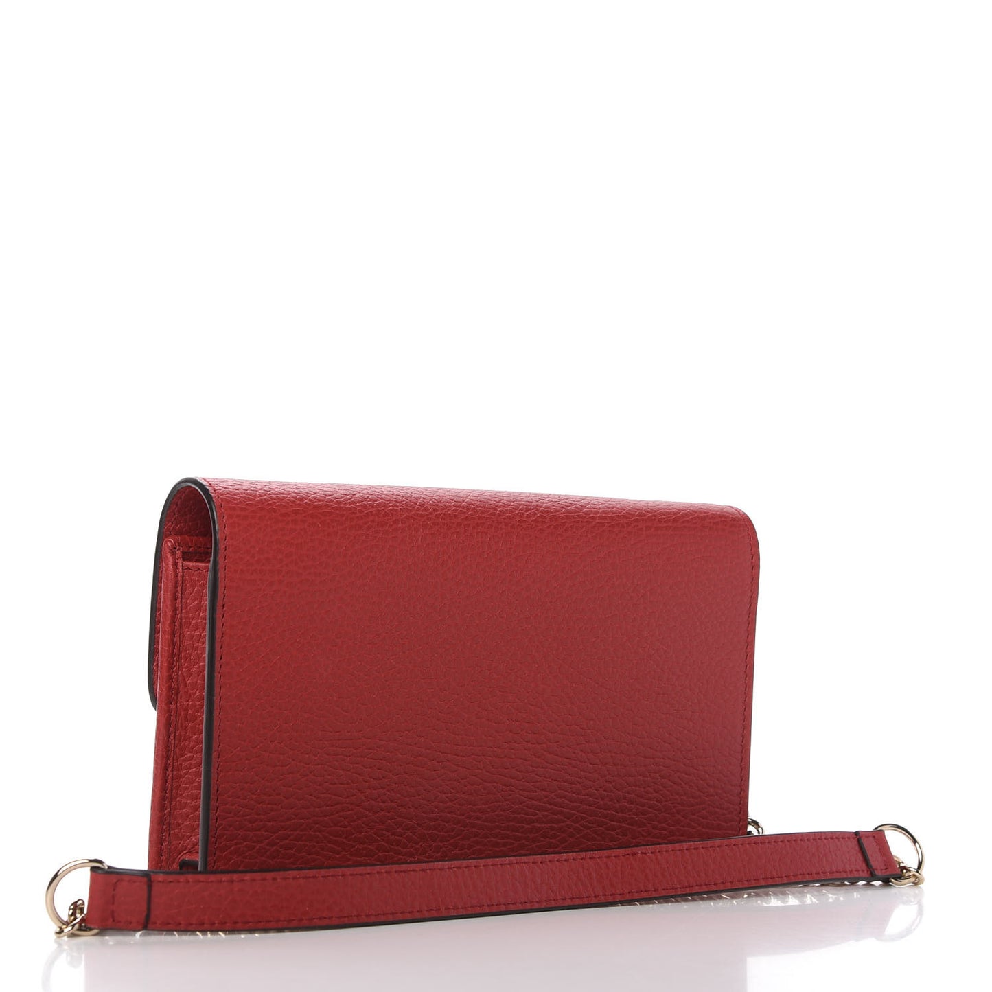 Dollar Calfskin Interlocking G Chain Wallet Red