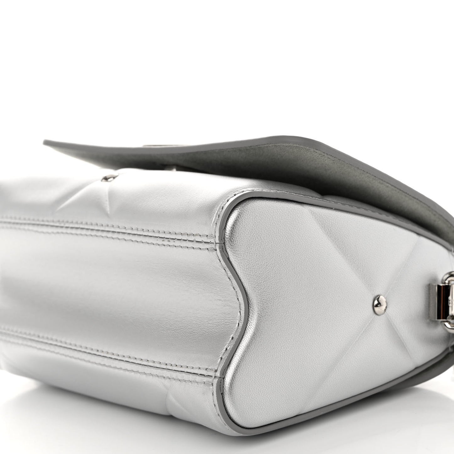 Metallic Calfskin Pillow Twist Shoulder Bag PM Silver