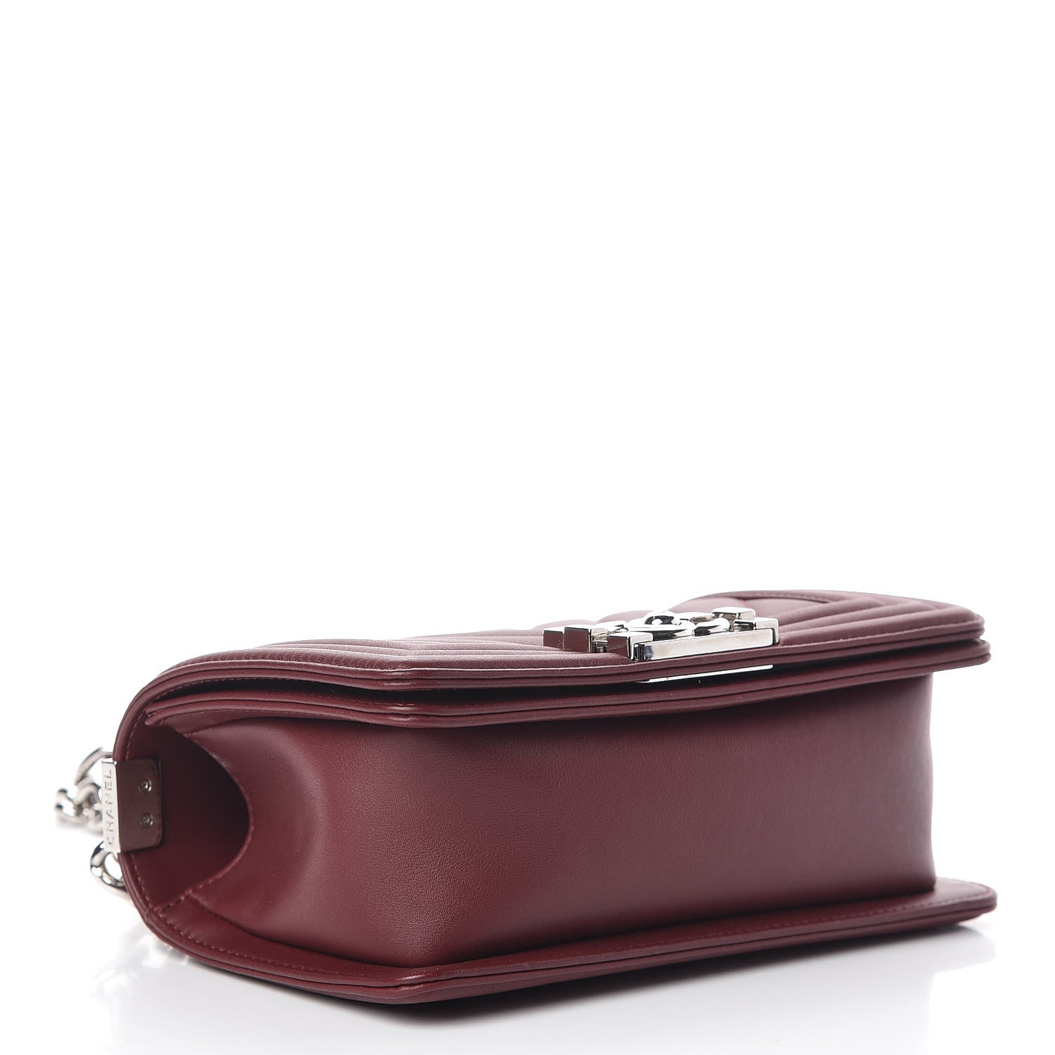 Chanel Calfskin Chevron Quilted Small Boy Flap Burgundy 4 of 13