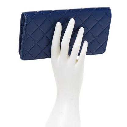 Chanel Lambskin Quilted Yen Wallet Blue 2 of 14