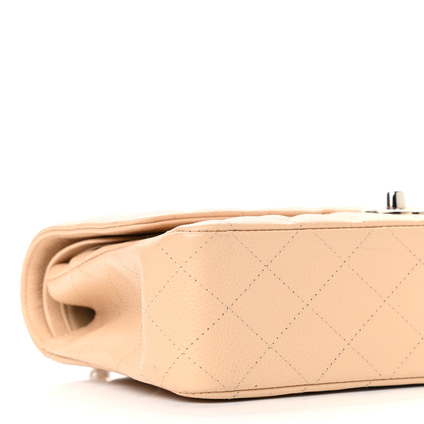 Caviar Quilted Medium Double Flap Beige