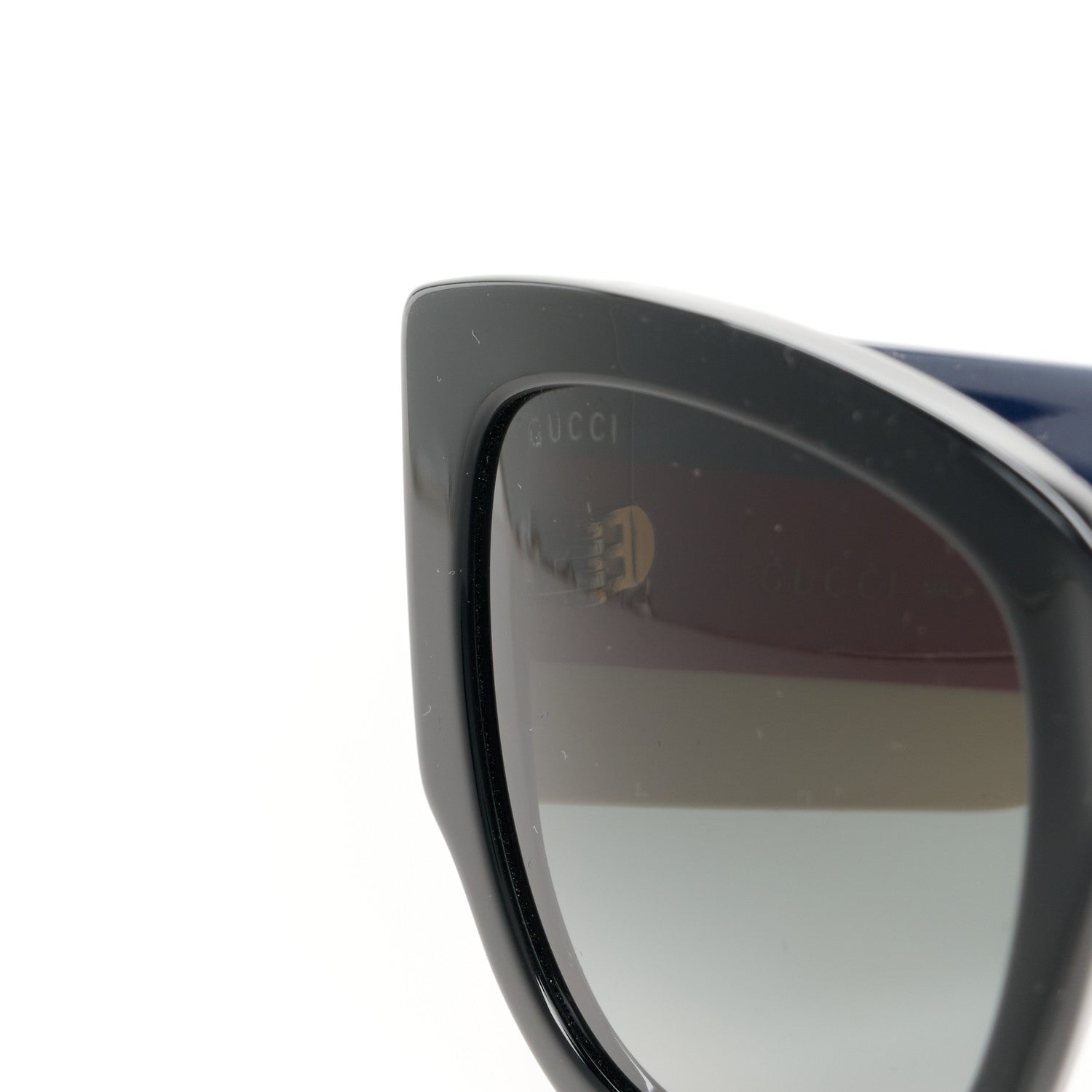 Gucci Acetate Web Oversized Frame Rectangle Sunglasses GG0276S Black Multicolor 7 of 7