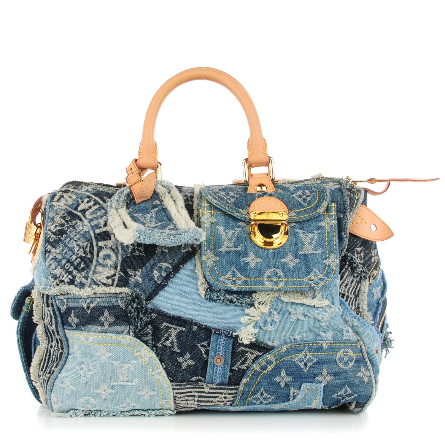 Louis Vuitton Denim Patchwork Speedy 30 Blue 1 of 7