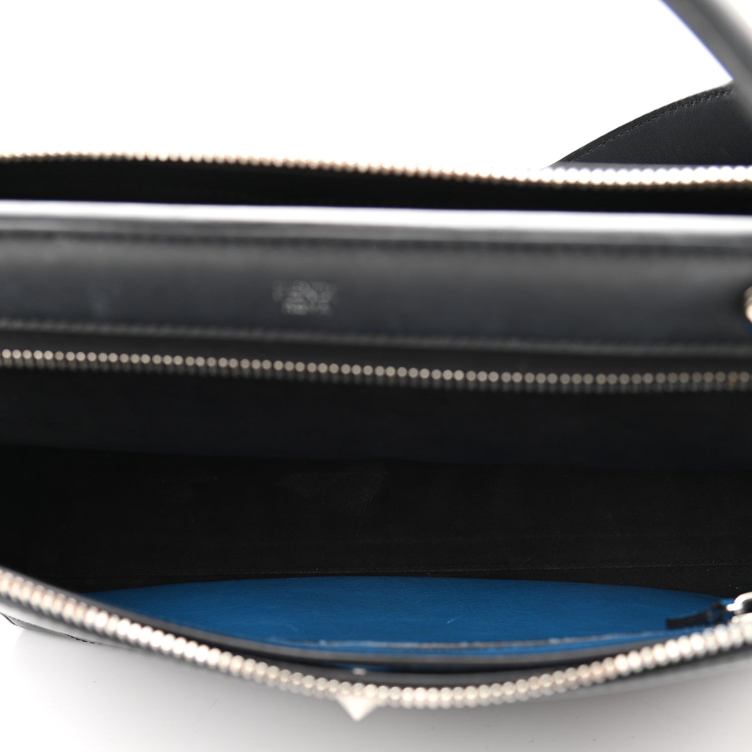 Fendi Vitello Baltico Dolce DotCom Satchel Black Blue Royal 6 of 14