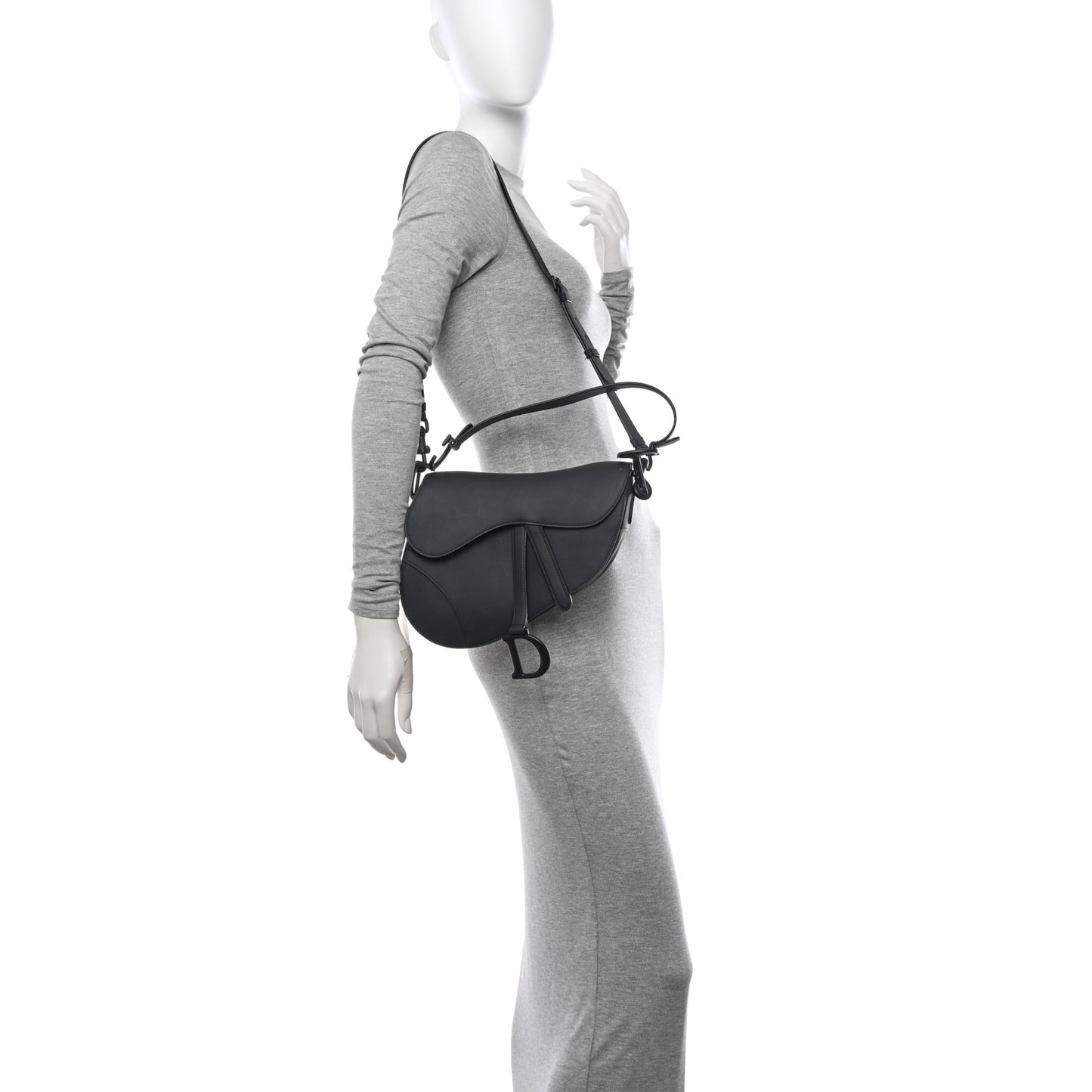 Ultra Matte Calfskin Saddle Bag With Strap Black Black