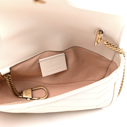 Gucci Calfskin Matelasse Super Mini GG Marmont Shoulder Bag White 4 of 6